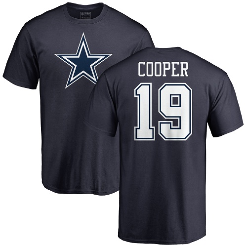 Men Dallas Cowboys Navy Blue Amari Cooper Name and Number Logo 19 Nike NFL T Shirt